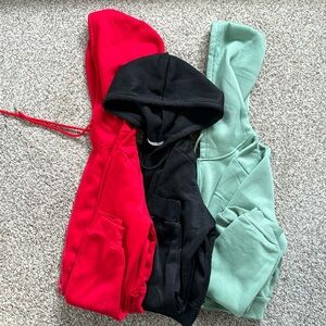 3 bundle cropped hooded zip ups
